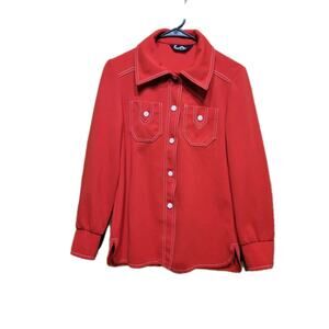 Vintage Jack Winter 70s Collared Button Shirt Womens XSmall Orange